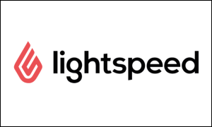 Lightspeed POS logo, a modern design representing a cloud-based POS with inventory management and employee scheduling.