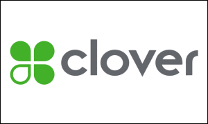 Clover POS logo, showcasing a flexible system with customizable apps and multiple hardware options for restaurants.